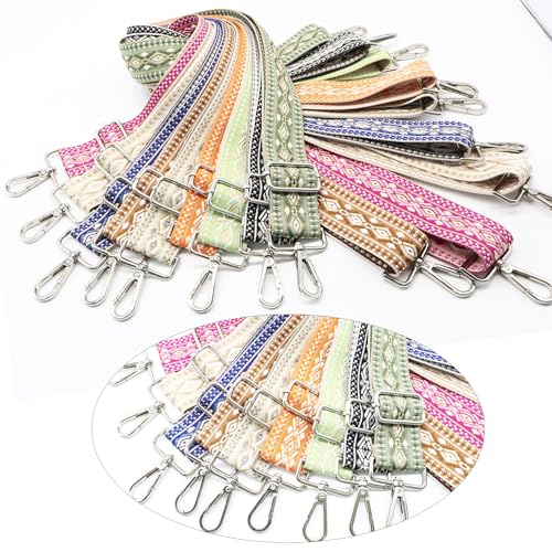 Image of LEMEDE Purse Strap Adjustable Replacement Crossbody Bag Straps Retro Jacquard Embroidery Shoulder Straps for Shoulder Bag