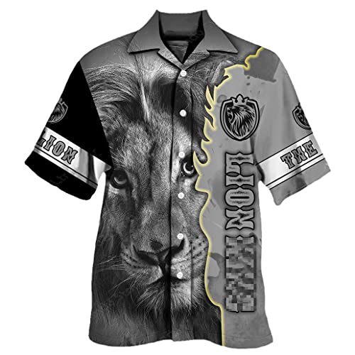 Chemise d'été pour homme avec imprimé 3D et col rabattable grande taille 4XL C-5