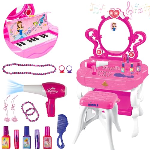 DIMPLE 2-in-1 Musical Piano Vanity Set...
