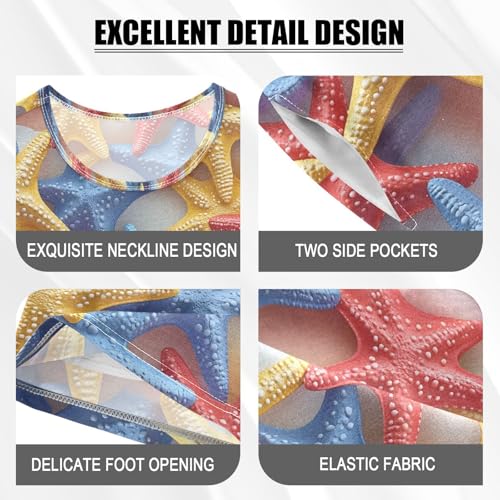 ALAZA Starfish 3d Colorful Pajamas Set Short Sleeve Cotton Sleepwear Summer Pjs 2 Piece 5-14Y4