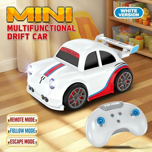 Image of SUPER TOY Remote Control Intelligent Sensor Drift Car for Kids - 4 Wheel Drive Mini RC Drifting Car with Follow Me, Escape Mode, Music & LED Lights Toy Gifts for Boys Girls