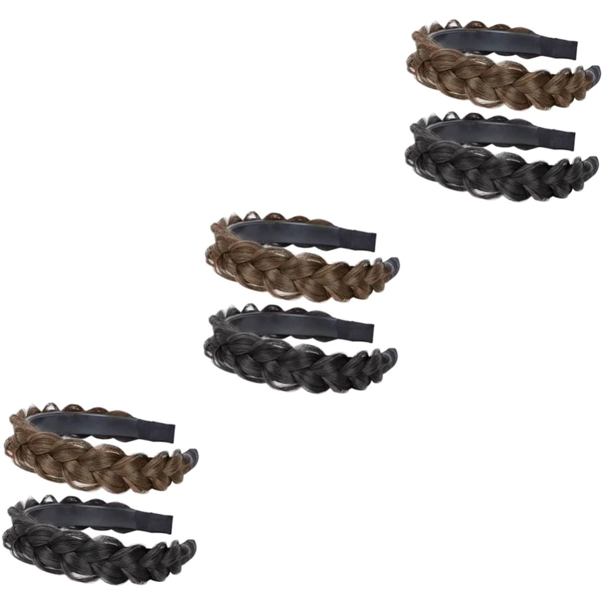 FRCOLOR 6pezzi Fasce Intrecciate Per Da Donna Di Cerchietti Decorati Con Treccia Sintetica Per Occasioni Speciali e Uso Quotidiano Accessorio Per Acconciature Eleganti Stile Boho Naturale