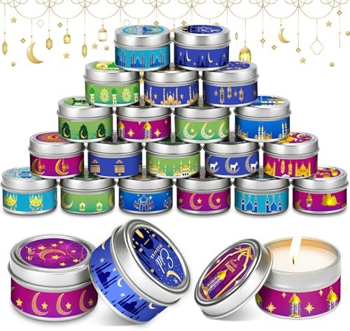 MTLEE 20 Pcs Eid Mubarak Candles Muslim,Islam Meditation,1 Ounce ...