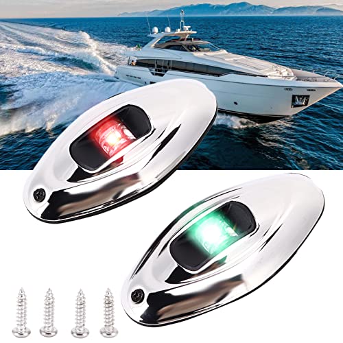 Tefola Pair Boat Navigation Lights, Shark Eye Boat Navigation Lights, Boat Navigation Light, LED Green Red IP66 Waterproof 1 Nautical Mile Visibility Sailing Signal Lamp for Pontoons Yachts