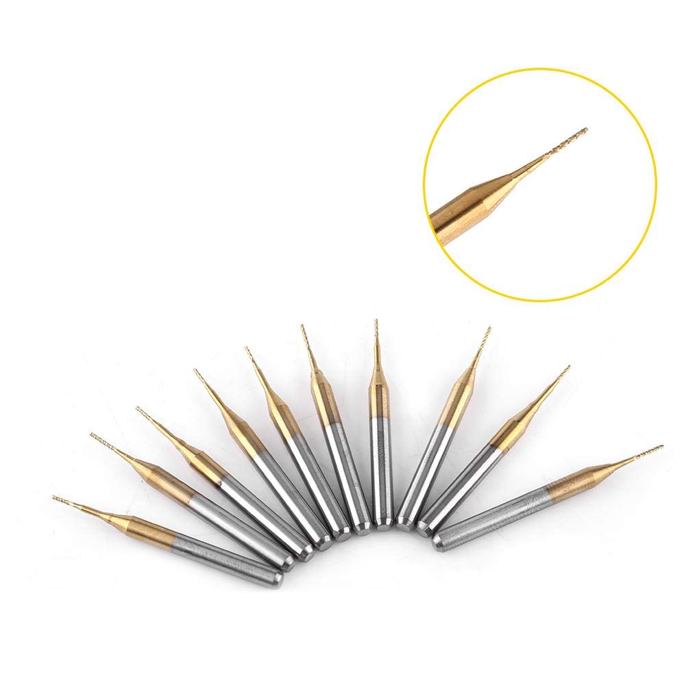 10pcs Fraise En Carbure De Tungstène Fine Titane Revêtement Gravure Bavures Rotatives Pour Machines De Sculpture Et Déburrage 3.175mmx0.6mm