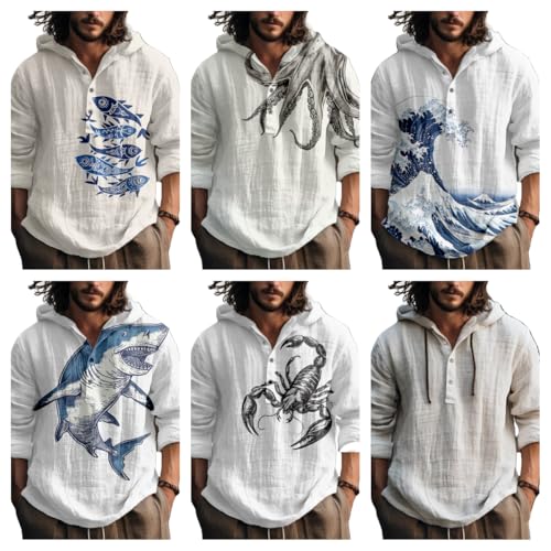 Graphic Long Sleeve Shirts for Men Henly Sweatshirt Sun Button Down Y2K Funny Casual Oversized Hoodie3