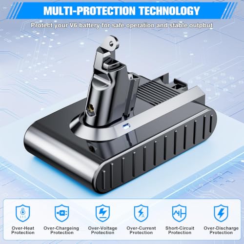 Image of POWTREE Upgraded 7000MAH V6 Battery Replacement Compatible with Dyson V6 Animal /Absolute /Motorhead /Fluffy SV03 SV04 SV05 SV06 SV07 SV09 DC58 DC59 DC61 DC62 DC72 DC74 Vacuum Cleaner(Not Fit V7, V8)