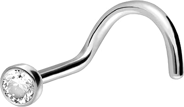 Piercingline Surgical Steel Nose Piercing, Crystal Disc, Piercing Nose Stud, Choice of Colours and Sizes.