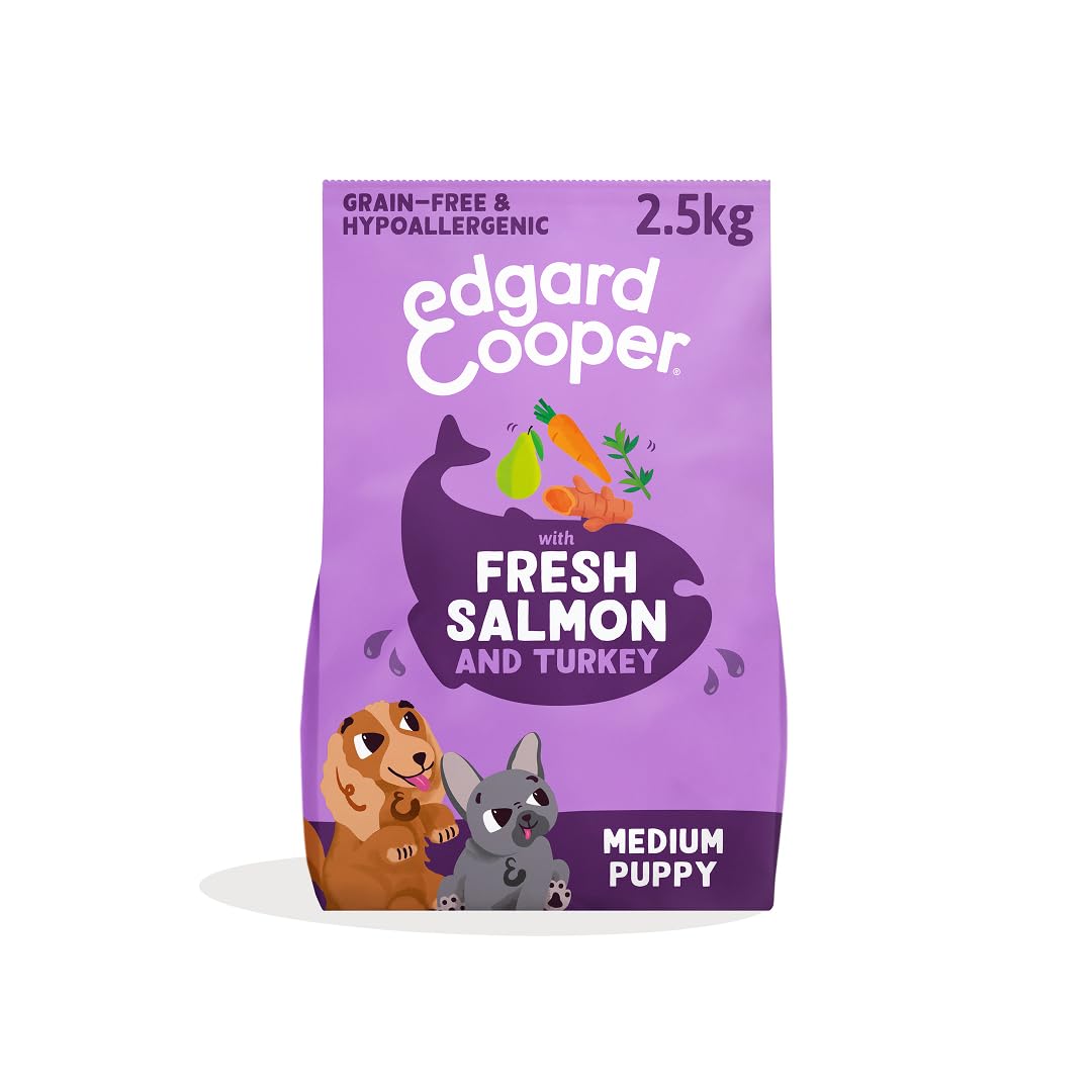 Edgard & Cooper Crochette Cani, Cuccioli, (Salmone/Tacchino, 2.5kg), croccantini cane, carne fresca e ingredienti naturali, senza cereali, ipoallergenico, senza zuccheri aggiunti