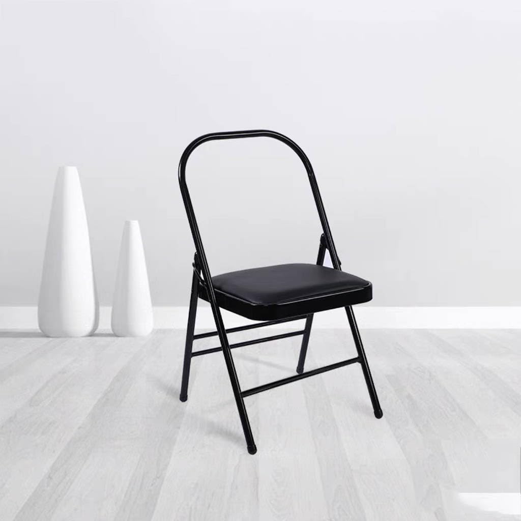 Yoga Chair,Backless Yoga Chair Prop,Pilates Chair,Strength Training Inversion Equipment,Yoga Chair Iyengar,Foldable and Portable Folding Stools for Yoga,Black Triple Beam