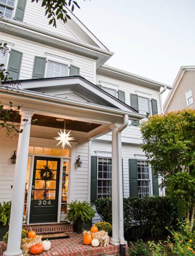 Elf Logic - 21" Large White Moravian Star - Hanging Outdoor Christmas Star Light - Use As Holiday Decoration, Porch Light, 3D Fixture, Advent Star (21 Inch Assembly Required) (Led) #TOP2