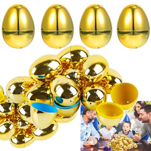 dellyy 12 Pièces Oeufs de Paques Decoration, Oeuf de Pâques à Remplir, Oeuf de Pâques en Plastique, Rubans Décoratifs en Plastique de Pâques pour La...