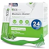 TCS Fresh Dental Appliance Cleaner Set - Professional Strength Concentrated Retainer Cleaner Solution with Soft Bristle Dental Brush (6 Month Supply)**G