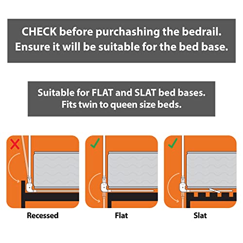 Little Chicks Sydney Bed Rail For Toddlers - Foldable & Portable - Suitable For Box Spring & Flat Slat Beds Up To Queen-Size Mattress - Gray - Model Ck027 #TOP2