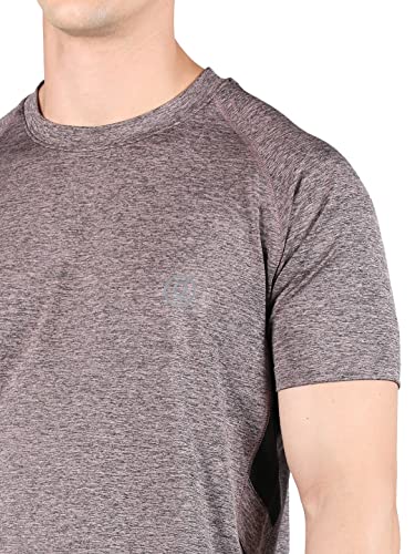 Image of CHKOKKO Men's Round Neck Gym Sports T-Shirt Light Brown Size L
