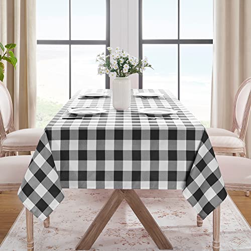 Softalker Gingham Checkered Tablecloth Rectangle - Buffalo Plaid Farmhouse Table Cloth Waterproof Stain Resistant Washable Polyester Table Cover For Outdoor, Camping, Picnic - Black, 60 X 102 Inch #TOP7