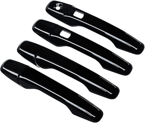 NINTE Cubiertas de manija de puerta para Ford Explorer 2018 2019, ABS pintado negro brillante recubierto con 2 ojales inteligentes (no el reemplazo)