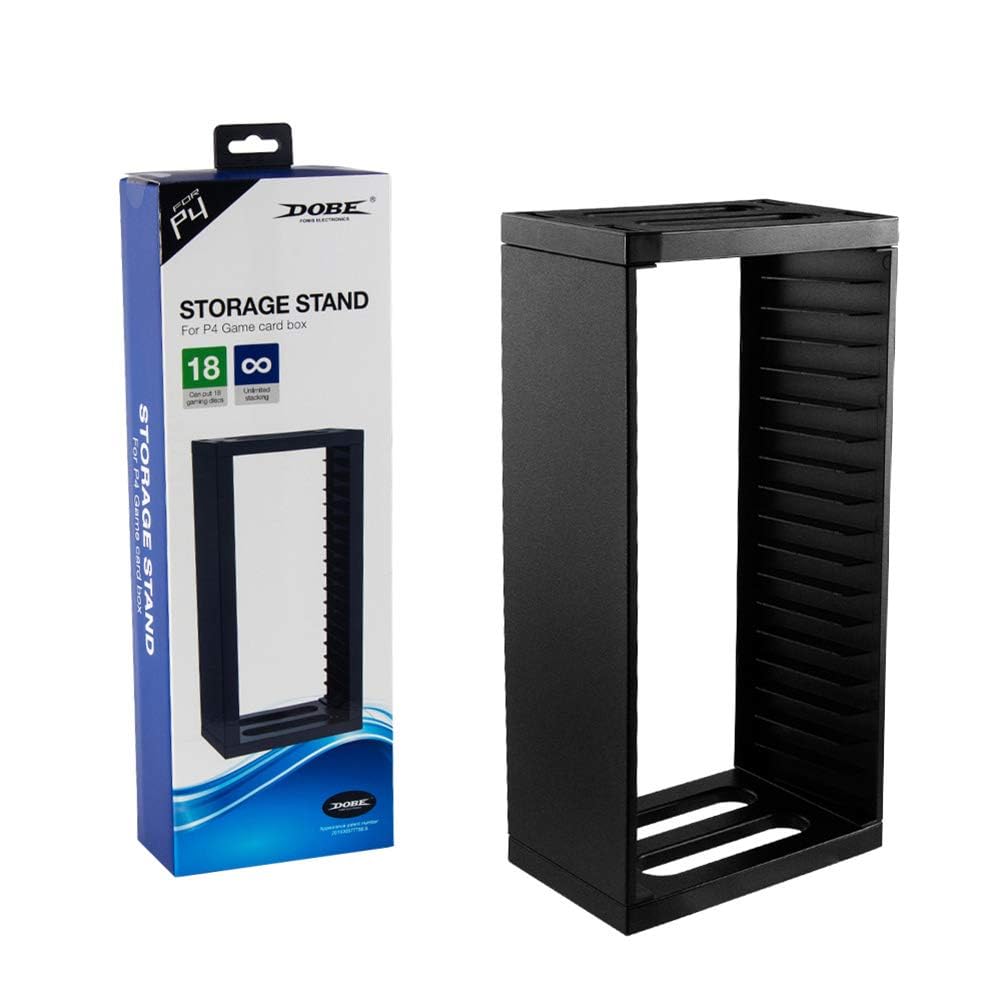 PS5 PS4 Game CD Holder Stand | Video Game Disc Storage Tower for 18 CDs | PlayStation Game Disc Organizer Case | Game Card & CD Storage Rack | Black-image-16