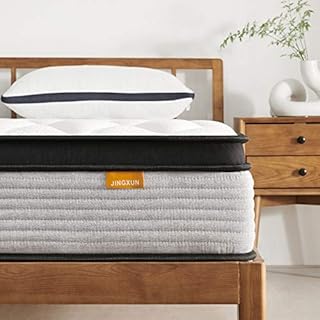 Queen Mattress, Jingxun 10 Inch Spring Mattress Medium Firm with Pocket Coil, Hybrid