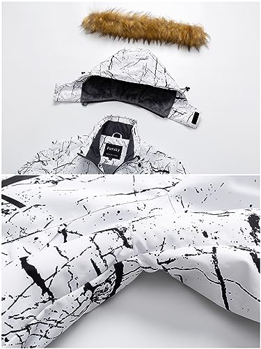 Pursky Men's Waterproof Ski Jacket Winter Snow Coats Fur Hooded Raincoats Parka4