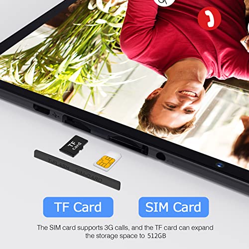 PRITOM Tablet 10 Zoll Android 10 Phone Tablet 3G, SIM, 64 GB Quad Core, (TF 512 GB), 6000 mAh Akku, 8 MP Rückkamera, unterstützt 3G-Anrufe, WLAN, GPS, Bluetooth, USB Typ C, schwarz – Bild 3