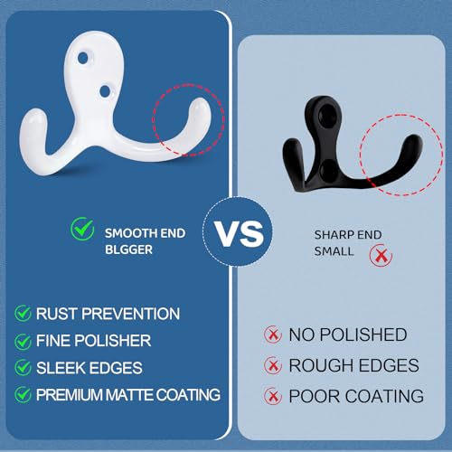 image for CBWLWJ 25 Pack Coat Hooks Wall Hooks for Hanging, Heavy Duty Double Pr