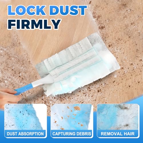 Image of Duster Refills Compatible with Swiffer Duster Refill Heavy Duty, 80 Refills & 4 Handles Kit for Swiffer Duster Kit, Dusters for Cleaning Car Electronics Furniture Blinds, Ceiling Fan Cleaner