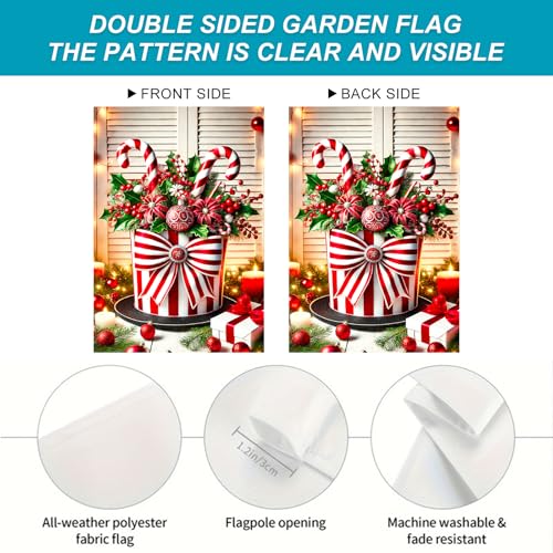 Image of BlissYard Christmas Candy Cane Garden Flag 12x18 Inch Polyester