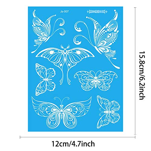 Jansong 5 Pieces Of 30 Temporary White Flowers Snowflakes Stars Moon Butterfly Patterns Waterproof Body Art Freckles Facial Tattoo Stickers #TOP1