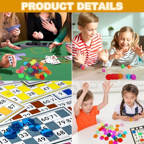 TDUNSYA 200 Stück Bingo Chips, 7 Farben Plastik Spielmarken, Transparente Bingo-Zählchips, Zähl-Chips, Zählchips Farbige, Zähler Bingo-Chips für Spielkarten Mathe Üben Anzahl der Spielchips