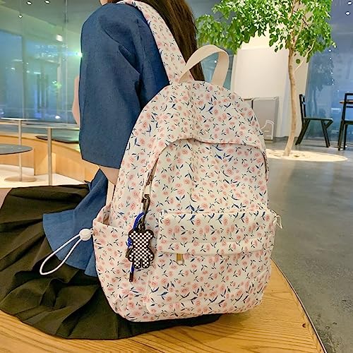 JHTPSLR Cottagecore Aesthetic Backpack Flowers Backpack Cute Floral Backpack Spring Summer Backpack Casual Daypack (Blue)4