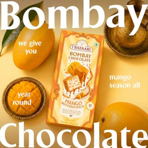 Image of 7 BAZAARI Rakhi Special Bombay Mango Vanilla Butterscotch Chocolate (95g Pack) - Premium Indian Fusion Festive Gift