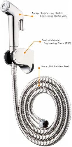 Miniatura 2 de Ruimou Juego de ducha de mano para bidé, rociador de bidé de baño para inodoro, rociador de mano, manguera de acero inoxidable, combinado en el baño