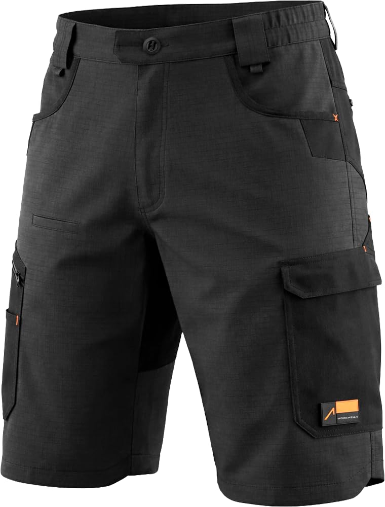 ACE Constructor Pantalon de Travail Hybride Court pour Homme - Short Cargo d'extérieur en Cordura avec Taille élastiquée Extensible pour Homme - Tailles 44 à 66
