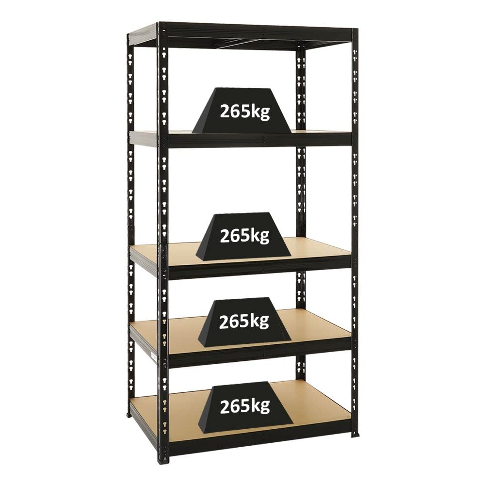 PROREGAL Mega Deal Tiger | 1x Scaffale angolare + 2x Scaffale per carichi pesanti 180x90x45cm | portata per ripiano 175 + 265 kg | Nero