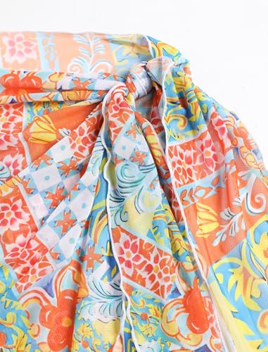 Image of ZAFUL Women's Sarong Coverups Beach Wrap Sheer Bikini Cover Up Mini Skirt | Wraps Swimwear, Cover Ups for Swimwear, Multi-Wear, Texture, Floral