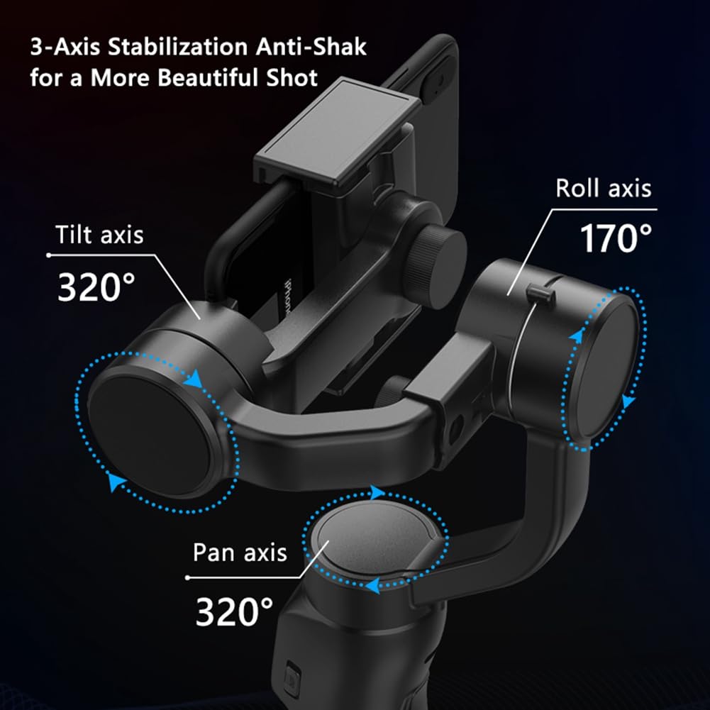 F8 Handheld 3- Gimbal Stabilizzatore Telefono Supporto Anti Shake Video Registrazione Stabilizzatore per Cellulare Smartphone Facile da installare