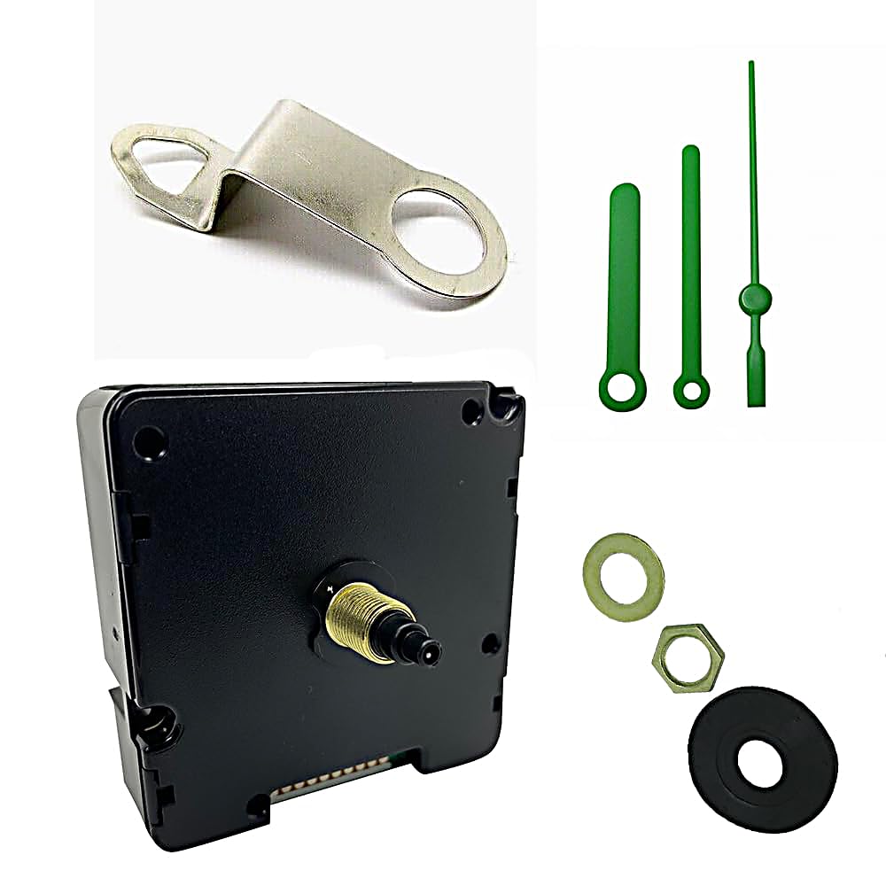Ticking Battery Operated Automic UK Radio Controlled Clock Movement Mechanism/Motor Quartz MSF Signal (1, 55mm Green Plastic Hands)