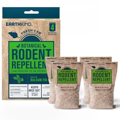 EarthKind Fresh Cab Rodent Repellent - Botanical Pest Control for Indoor Use - Safe for Kids & Pets When Used As Directed - Made with Plant Fibers Essential Oil & Fragrance - New Packaging - 4-Pack