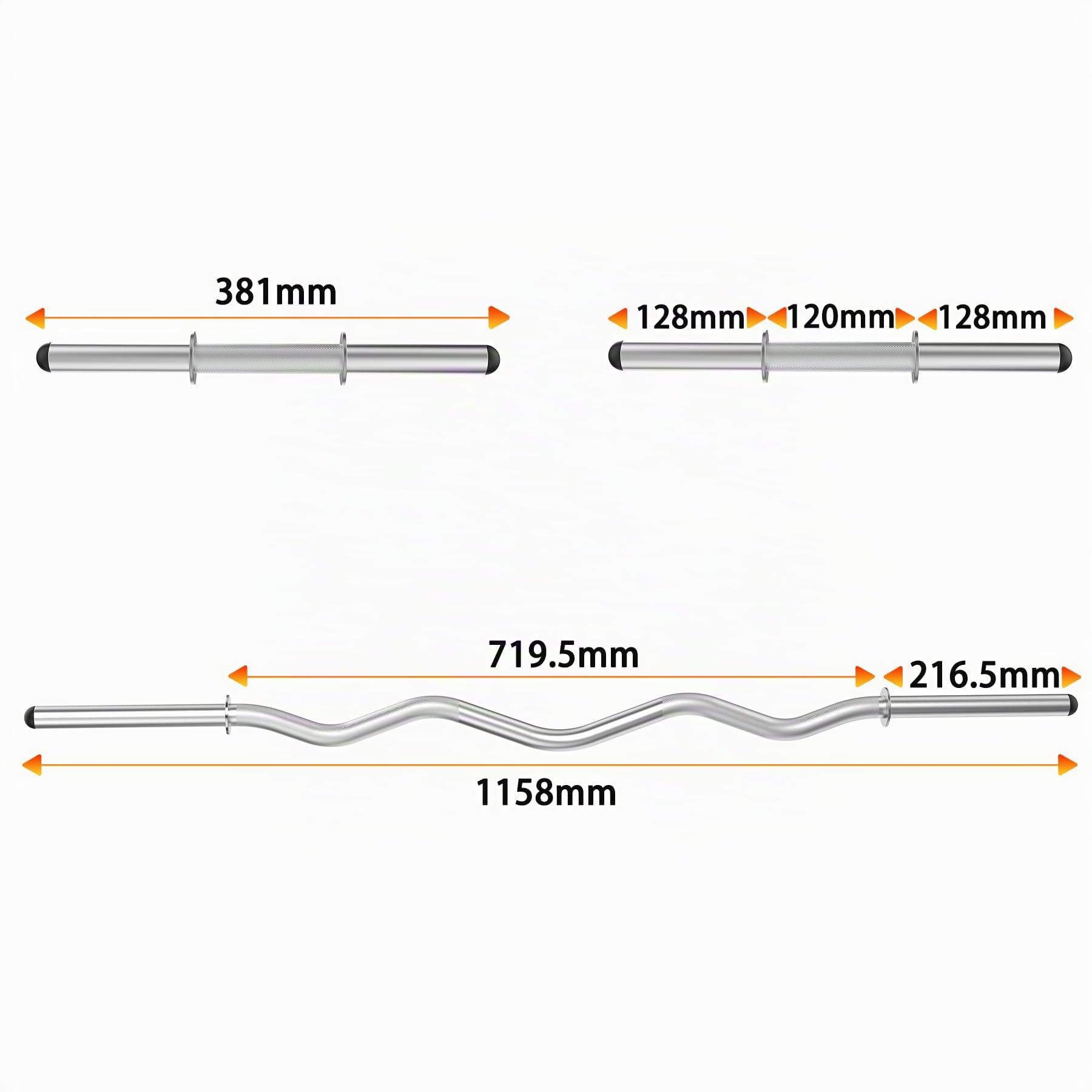 WINNOW Curl Bar EZ Bars Kit Barres d'haltères et poignées d'haltères pour haltérophilie et powerlifting Barres d'entraînement de force Barre d'haltères pour poussées de hanches, squats et fentes pour