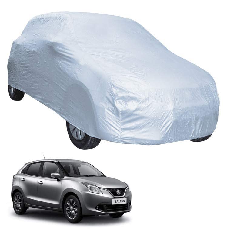 Image of Auto Hub Car Cover Compatible with Maruti Baleno with Weather Proof, Triple Stitched, Baleno Car Cover- Plain Silver