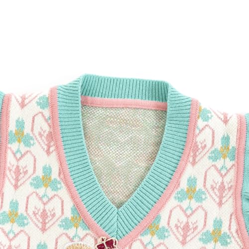Girls V-Neck Jacquard Sweater Vest Rabbit Pattern Pullover Knit Sweater Pullovers Sleeveless Knitwear Tops4