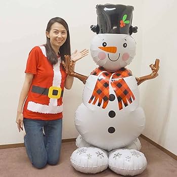 【9/15日まで】　特大雪だるまふてる Amazon | 空気で自立する大きなバルーン 雪だるま/スノーマン