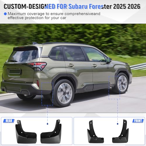 Image of Mud Flaps Compatible with Subaru Forester 2025, 4PCS Front & Rear Side No Drill Splash Guard Exterior Accessories