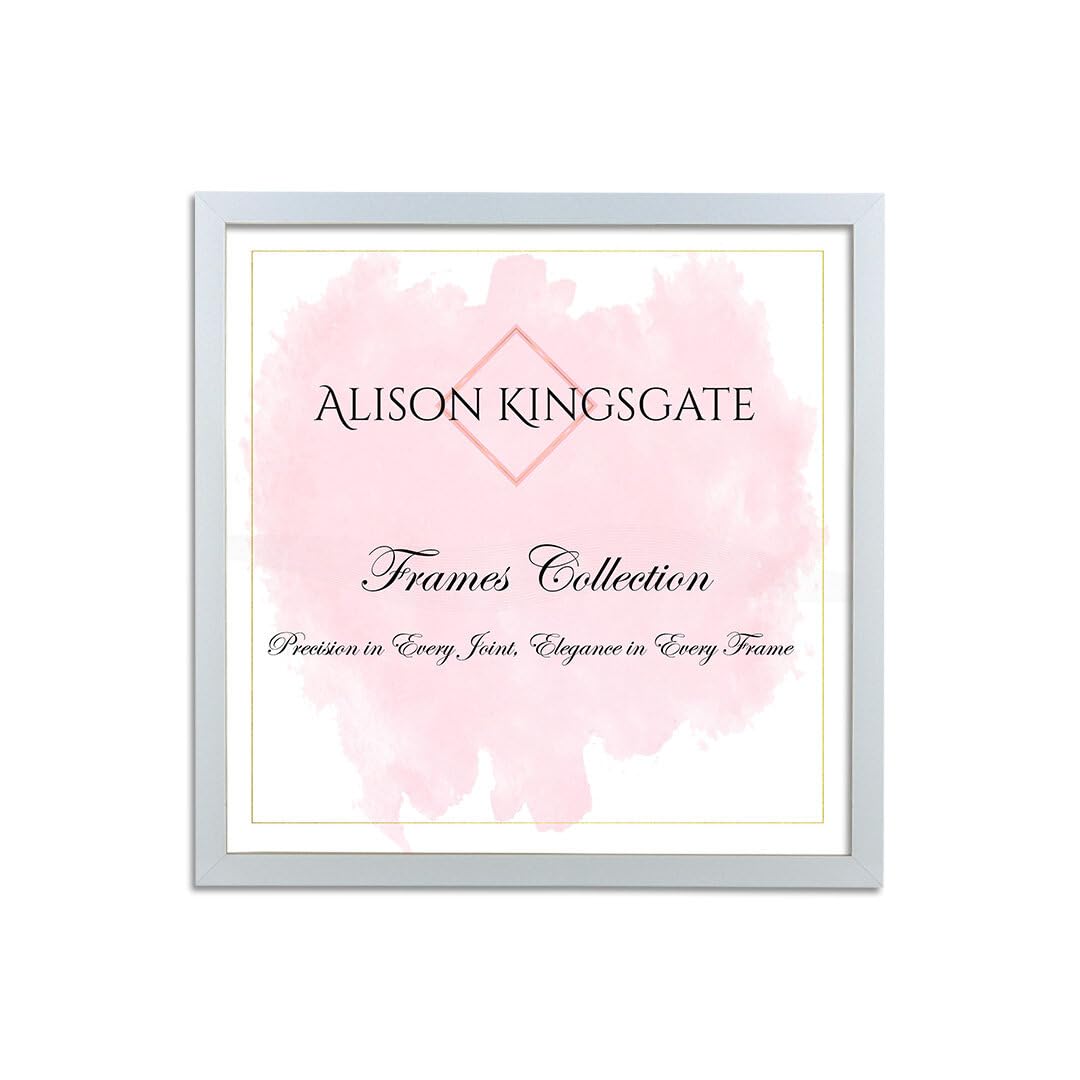 Alison Kingsgate Sleek 50X50CM Picture Frame - Engineered Wood with Shatterproof Perspex Front -Perfect for Photos, Posters, Certificates -Suitable for Wall Mount or Tabletop Display - Silver