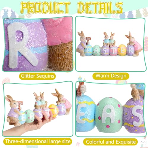 Large-Easter-Table-Decorations-13-x-59-x-2-Inch-Bunny-with-Egg-Figurines-Jumbo-Easter-Spring-Sculpture-Glitter-Cute-Bunny-Colorful-Egg-Centerpiece-for-Home-Indoor-Easter-Tabletop-Decoration Large Easter Table Decorations 13 x 59 x 2 Inch Bunny with Egg Figurines Jumbo Easter Spring Sculpture Glitter Cute Bunny Colorful Egg Centerpiece for Home Indoor Easter Tabletop Decoration