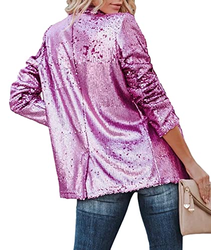 SEMATOMALA Women's Sequin Shiny Open Front Blazer Evening Party Sparkly Long Sleeve Slim Cardigan Coat2