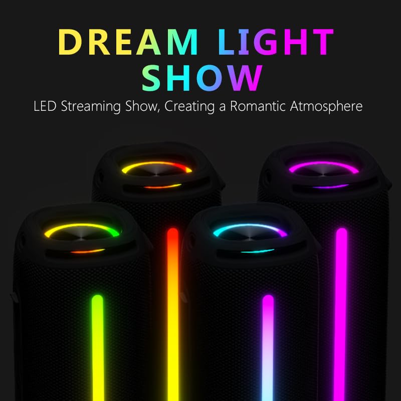 JIAYAOKJXX Portable Bluetooth Speaker, Waterproof Wireless Speaker with RGB Colorful Lights, 20W Loud Stereo Sound & Deep Bass, TWS Pairing, for Outdoor, Party, Beach, Camping, Home — Camouflage - image 4
