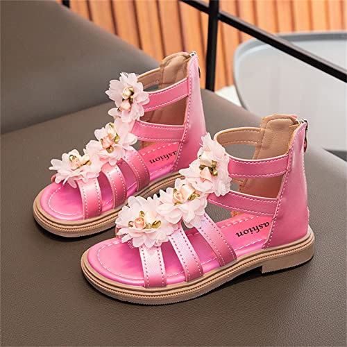 Toddler Lace Flowers High Top Roman Sandals Cute Princess Non-Slip Zipper Shoes 2025 Summer Casual Beach Footwear4