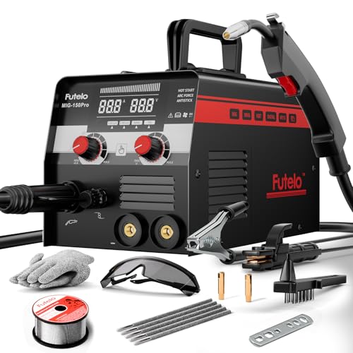 Futelo 150A MIG Welder, [Large LED Display] Welder Machine 110V, Flux Core MIG/TIG/Stick 3 in 1...